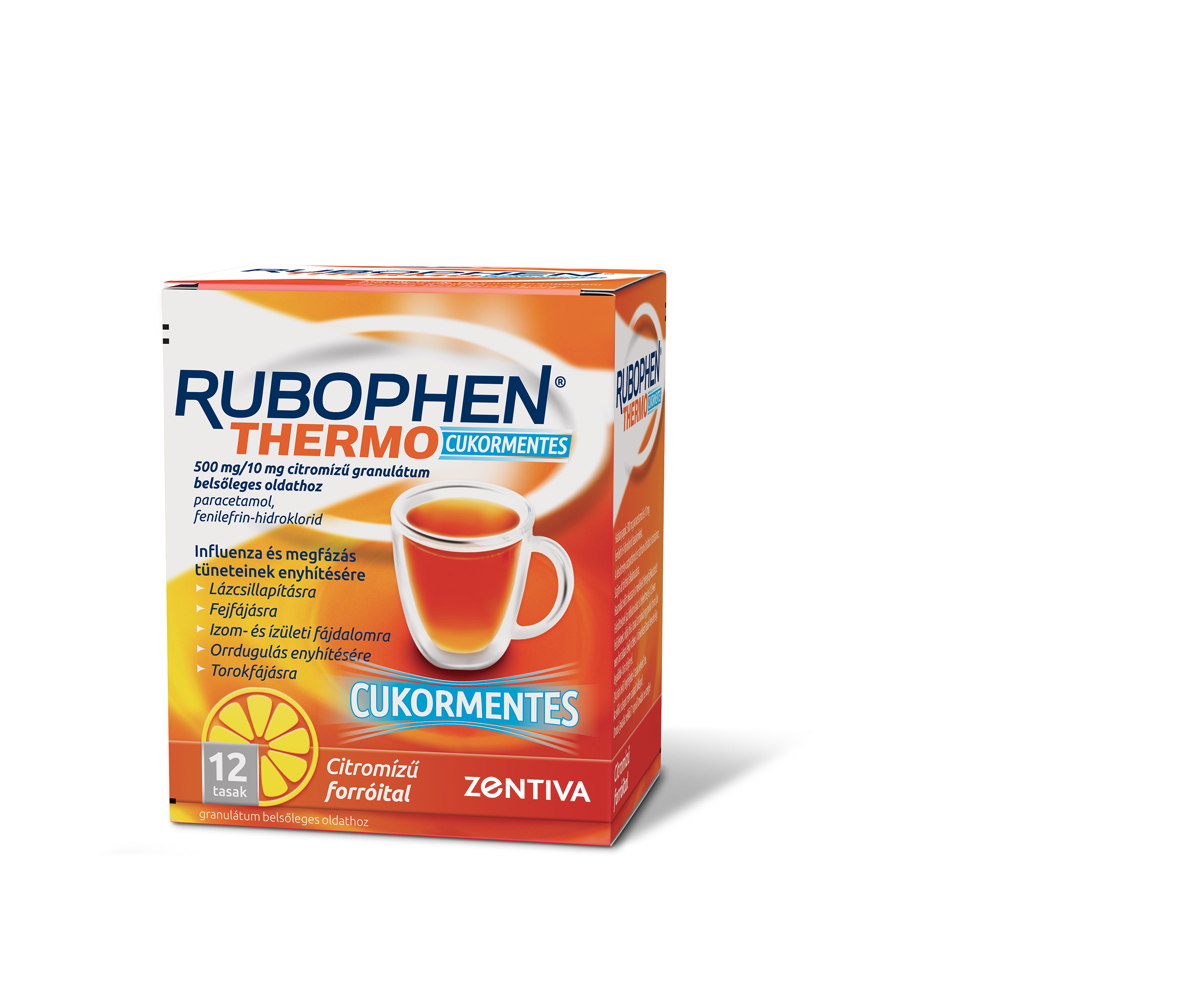 Rubophen Thermo 500 mg/10 mg cukormentes granulátum belsőleges oldathoz