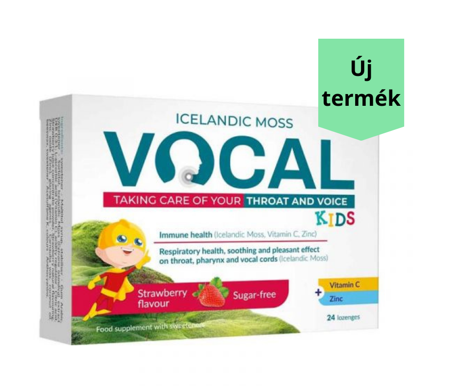Vocal Kids eper ízű szopogató tabletta izlandi zúzmóval