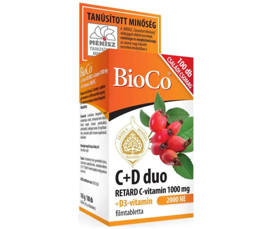 BioCo C+D Duo Retard C-vitamin 1000mg D3-vitamin 2000NE tabletta