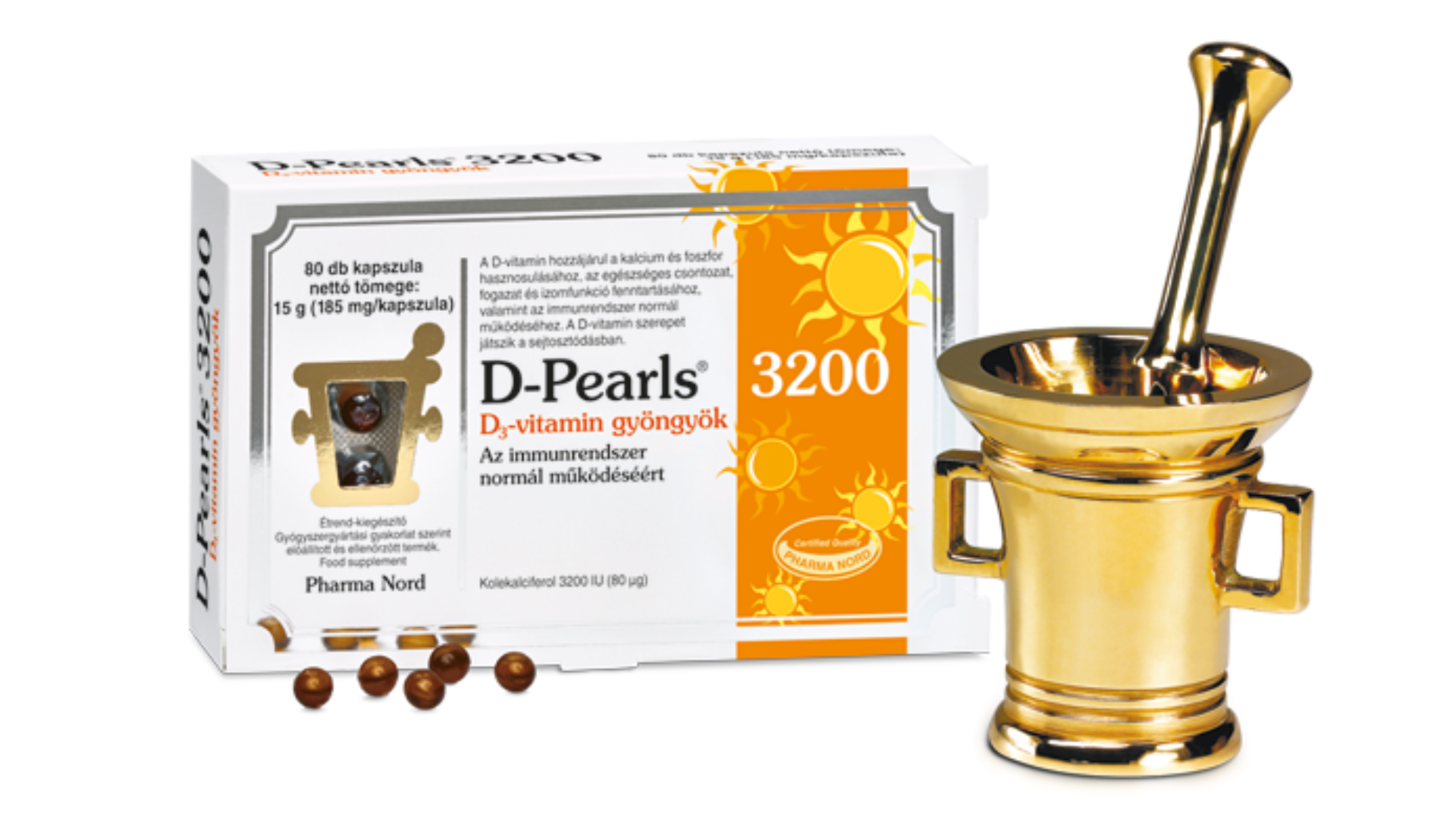 D-Pearls D3-vitamin 3200 gyöngykapszula Pharma Nord