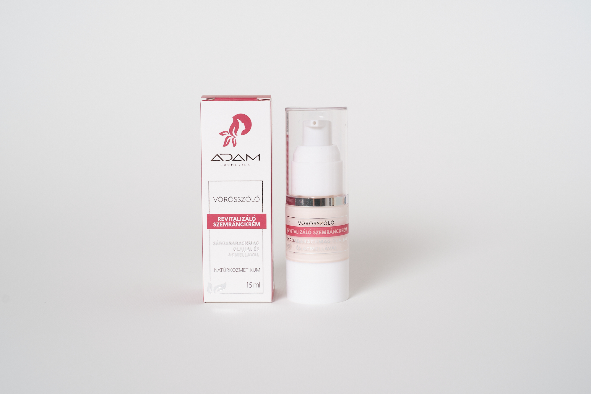ADAM Cosmetics vörösszőlő revitalizáló szemránckrém sárgabarackmag olajjal és acmellával