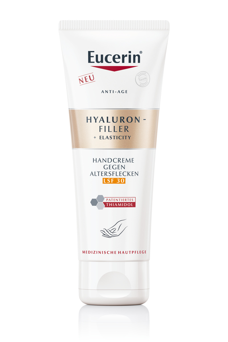 Eucerin Hyaluron-Filler + Elasticity pigmentfolt halványító & bőrfiatalító kézkrém FF30