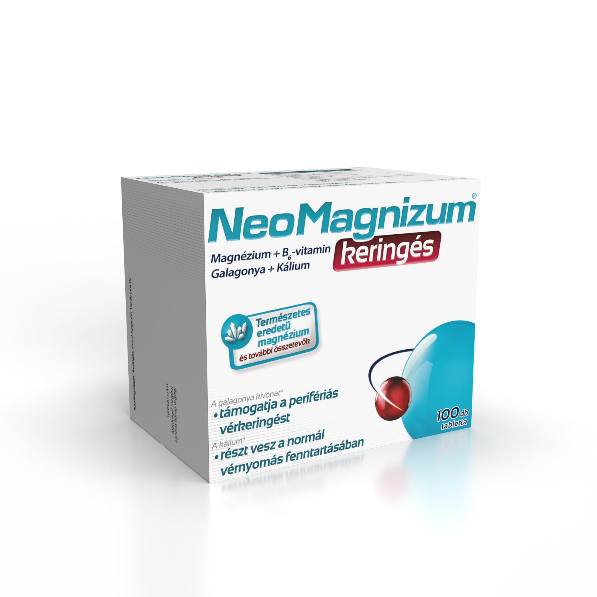 NeoMagnizum keringés káliumot, magnéziumot, galagonya kivonatot és B6-vitamint tartalmazó tabletta