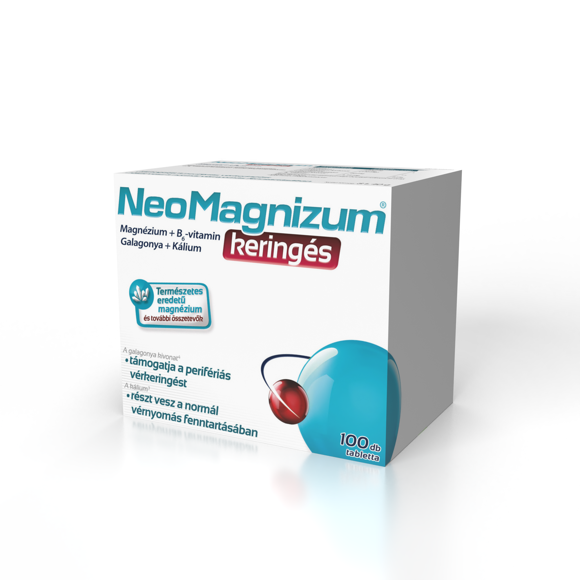 NeoMagnizum keringés káliumot, magnéziumot, galagonya kivonatot és B6-vitamint tartalmazó tabletta