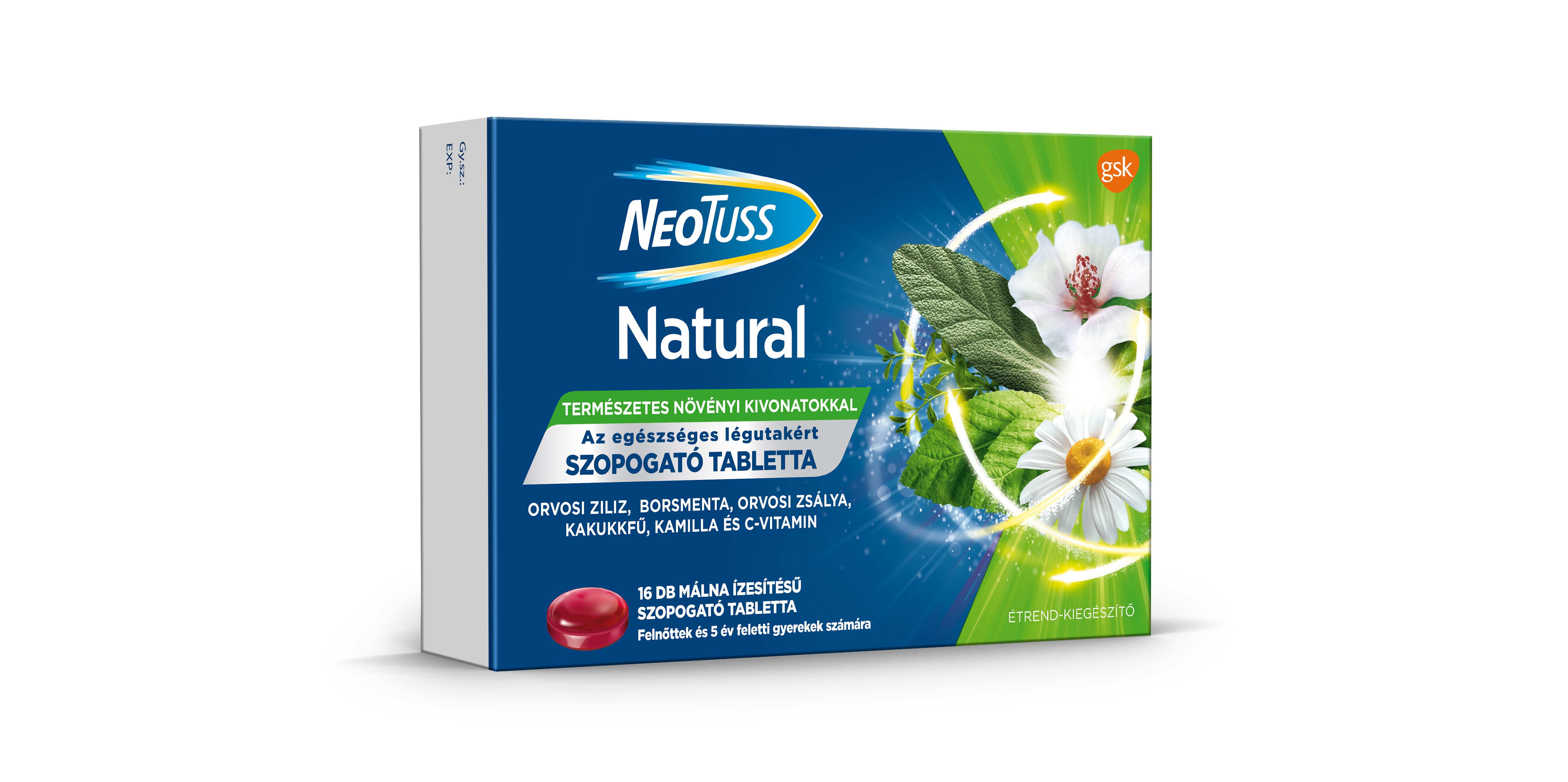 NeoTuss Natural szopogató tabletta málna ízű