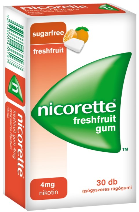 Nicorette freshfruit gum 4 mg gyógyszeres rágógumi