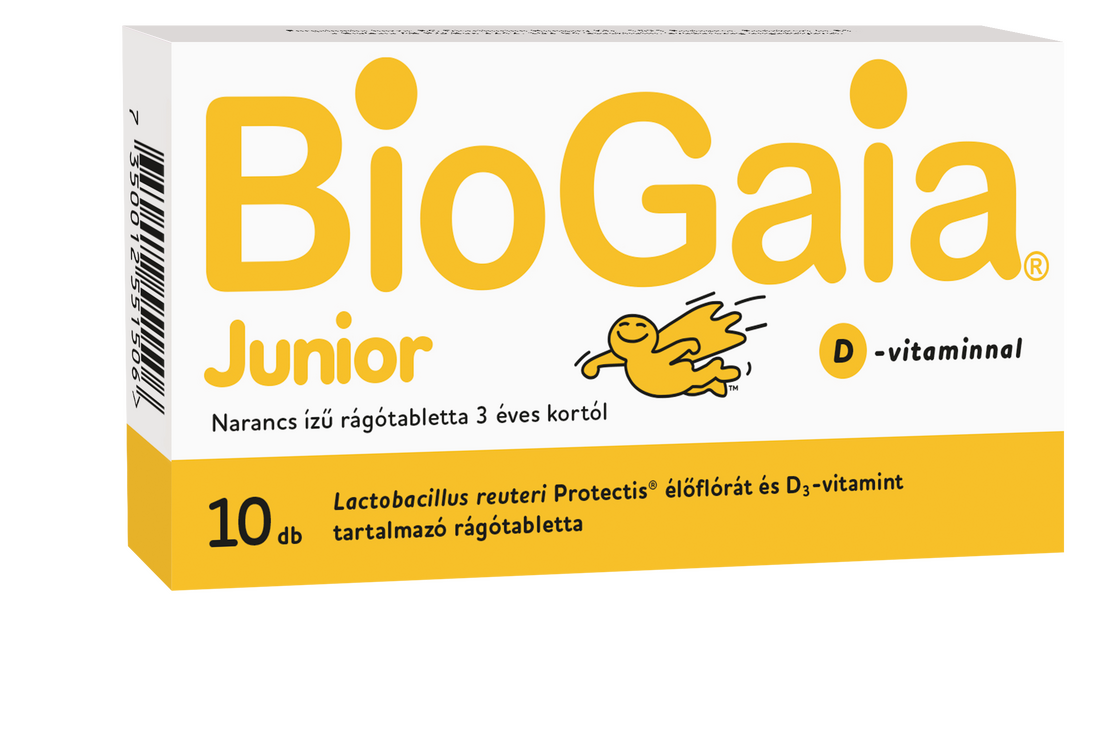 Biogaia Junior+D3 vitamin rágótabletta narancs ízű