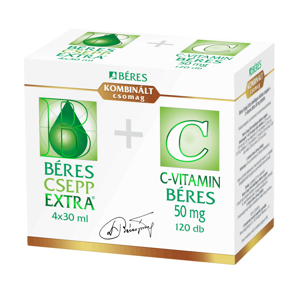 Béres Csepp Extra belsőleges oldatos cseppek 4x30ml + C-vitamin Béres 50 mg tabletta 120x
